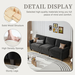 94" 3-Seater Corduroy Sofa Couch with Deep Seats,Thickened High-Rebound Sponge & Armrests, Removable Cushions, Sturdy Composite Board+Solid Wood Frame for Living Room, Bedroom, Apartment and Office.