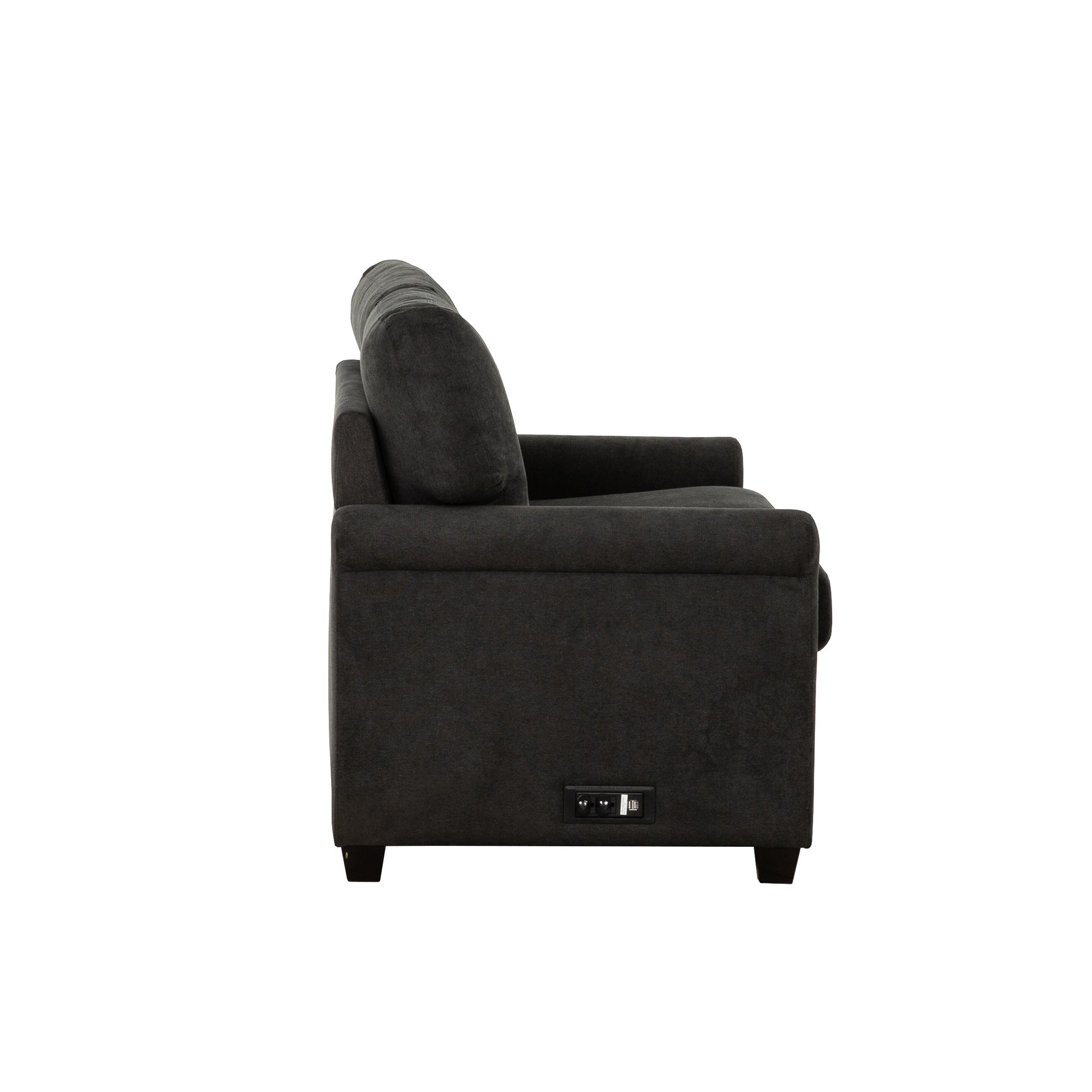 Convertible Twin Sleeper Sofa with USB Ports, Modern Upholstered Sofa Bed, Living Room 2-Seater Sofa/Loveseat, Dark Gray