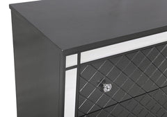 1Pc Glam Contemporary Style 5-Drawer Chest Storage Drawers w Mirror Plating Tapered Legs Gray Finish Bedroom Solid Wood Wooden Furniture