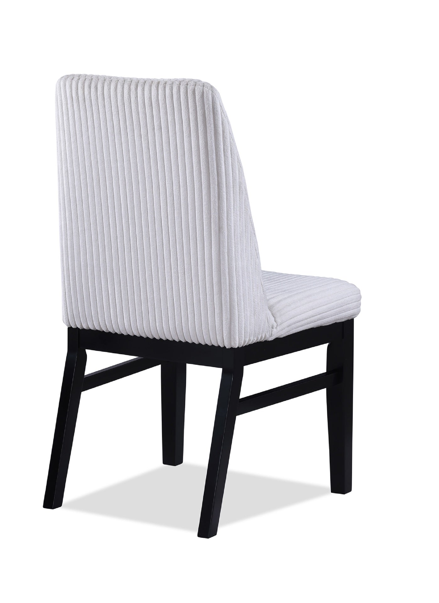 2pc Contemporary Upholstered Side Chair White Textured Fabric Upholstered High Back Cushioned Seat Wooden Dining Room Home Furniture Black Finish