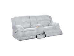 Beautiful Upholstered Light Gray Fur Like Corduroy 1pc Manual Motion Loveseat Console Drawer Living Room Reclining Couch