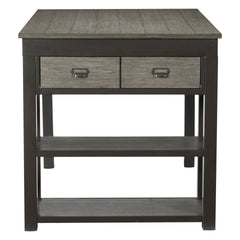 1pc Counter Height Table with Storage Drawers Display Shelf's Gray Gunmetal Finish Casual Style Dining Furniture