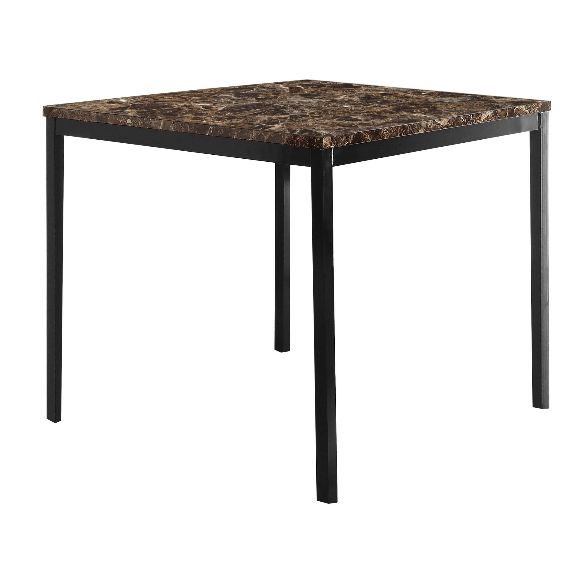 Black Metal Finish Counter Height Dining Set 5pc Faux Marble Tabletop and 4x Counter Height Chairs Transitional Small Space Dining Room Furniture