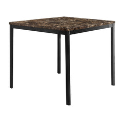 Black Metal Finish Counter Height Dining Set 5pc Faux Marble Tabletop and 4x Counter Height Chairs Transitional Small Space Dining Room Furniture