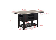 1pc Counter Height Table with Storage Drawers Shelves Wine Rack Tow-Tone Dark Gray Brown Finish Dining Room Wooden Furniture