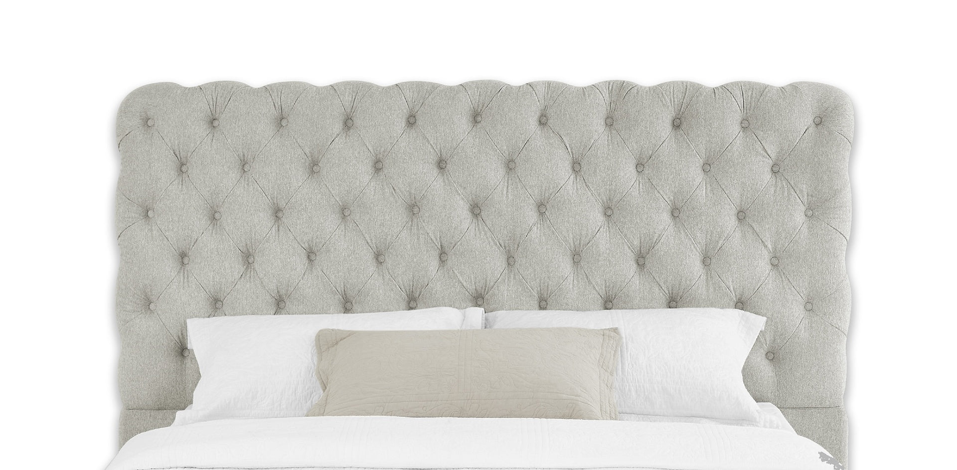 1pc Contemporary Upholstered King Bed Tufted Headboard and Footboard Bedroom Furniture Dove Gray