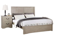 Rustic Style Eastern King Size Bed 1pc Two Panel Headboard Antique Silver Finish Bedroom Furniture