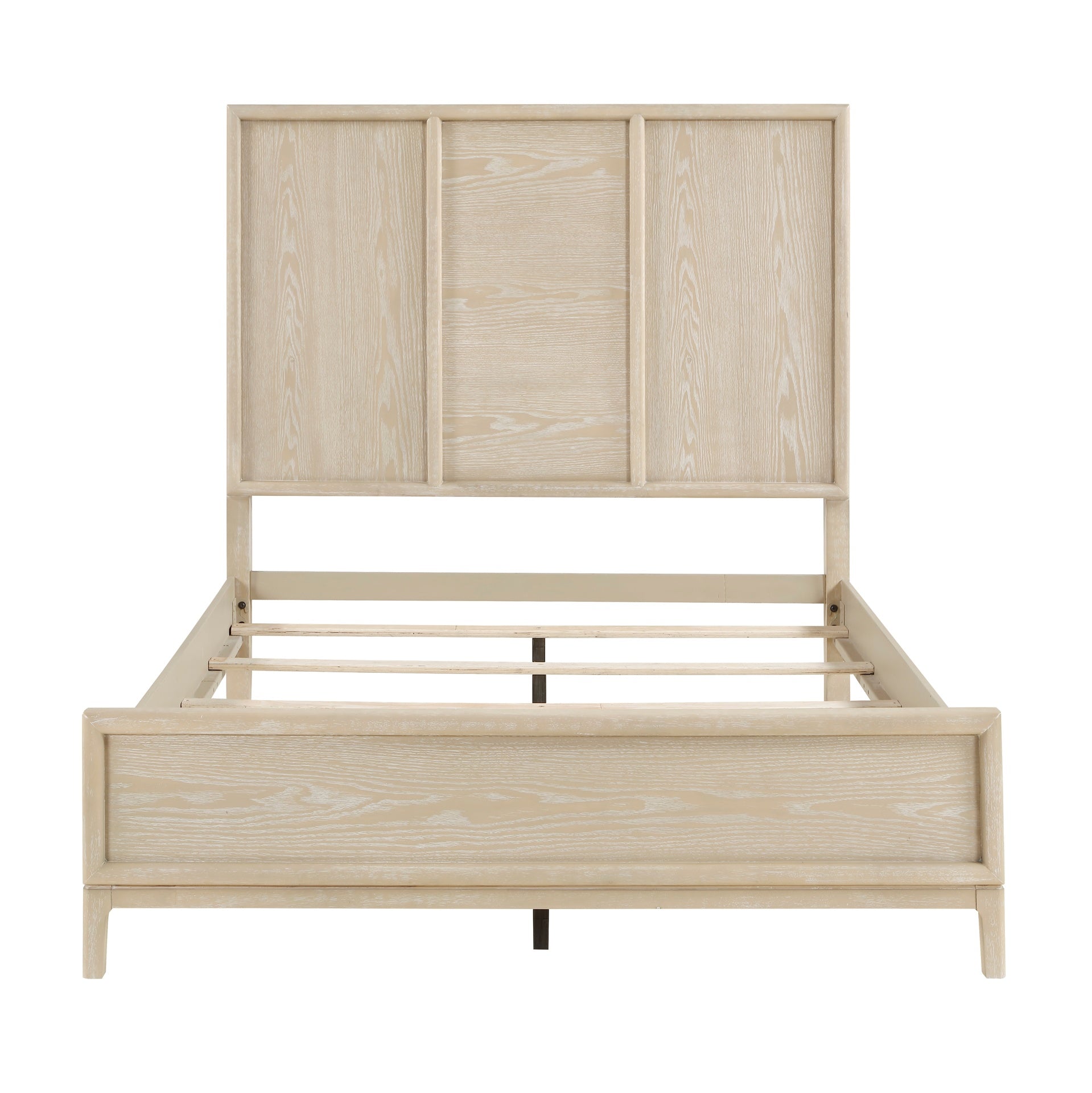 Contemporary King Size Panel Bed Light Brown Finish Wooden Bedroom Furniture 1pc