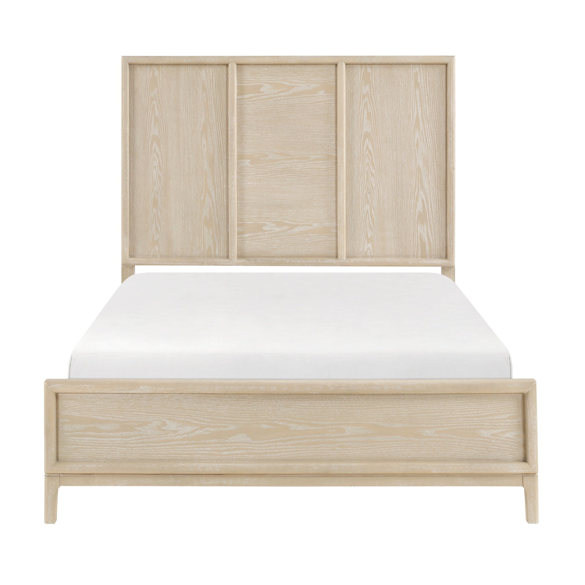 Contemporary King Size Panel Bed Light Brown Finish Wooden Bedroom Furniture 1pc