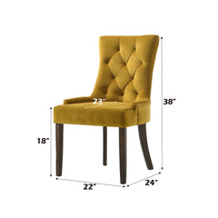 Farren Yellow Velvet & Espresso Finish Side Chair (Set of 2)