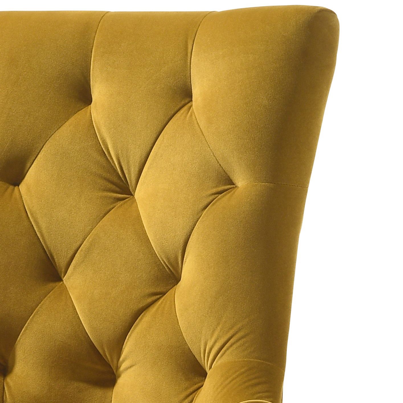 Farren Yellow Velvet & Espresso Finish Side Chair (Set of 2)