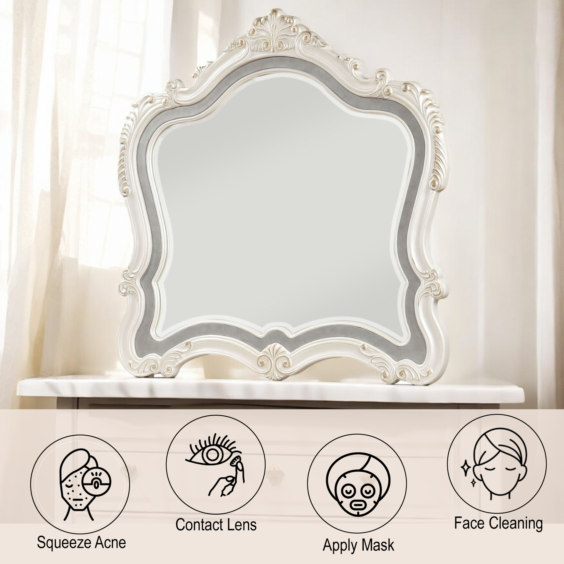Chantelle Pearl White Finish Mirror