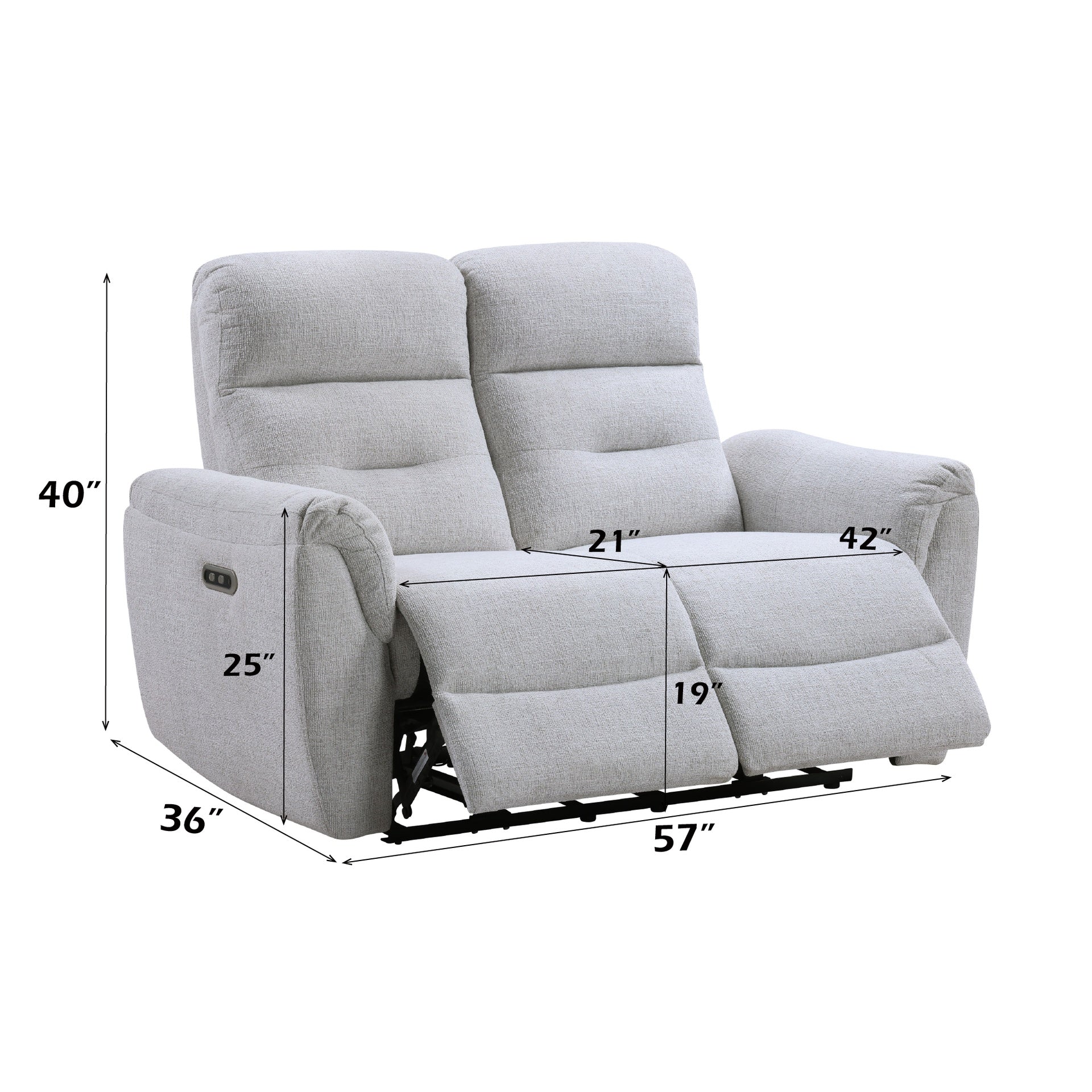 Eastre Gray Chenille Power Motion Loveseat w/USB Port
