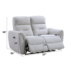 Eastre Gray Chenille Power Motion Loveseat w/USB Port