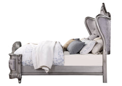 Ariadne Velvet & Antique Platinum Finish Queen Bed