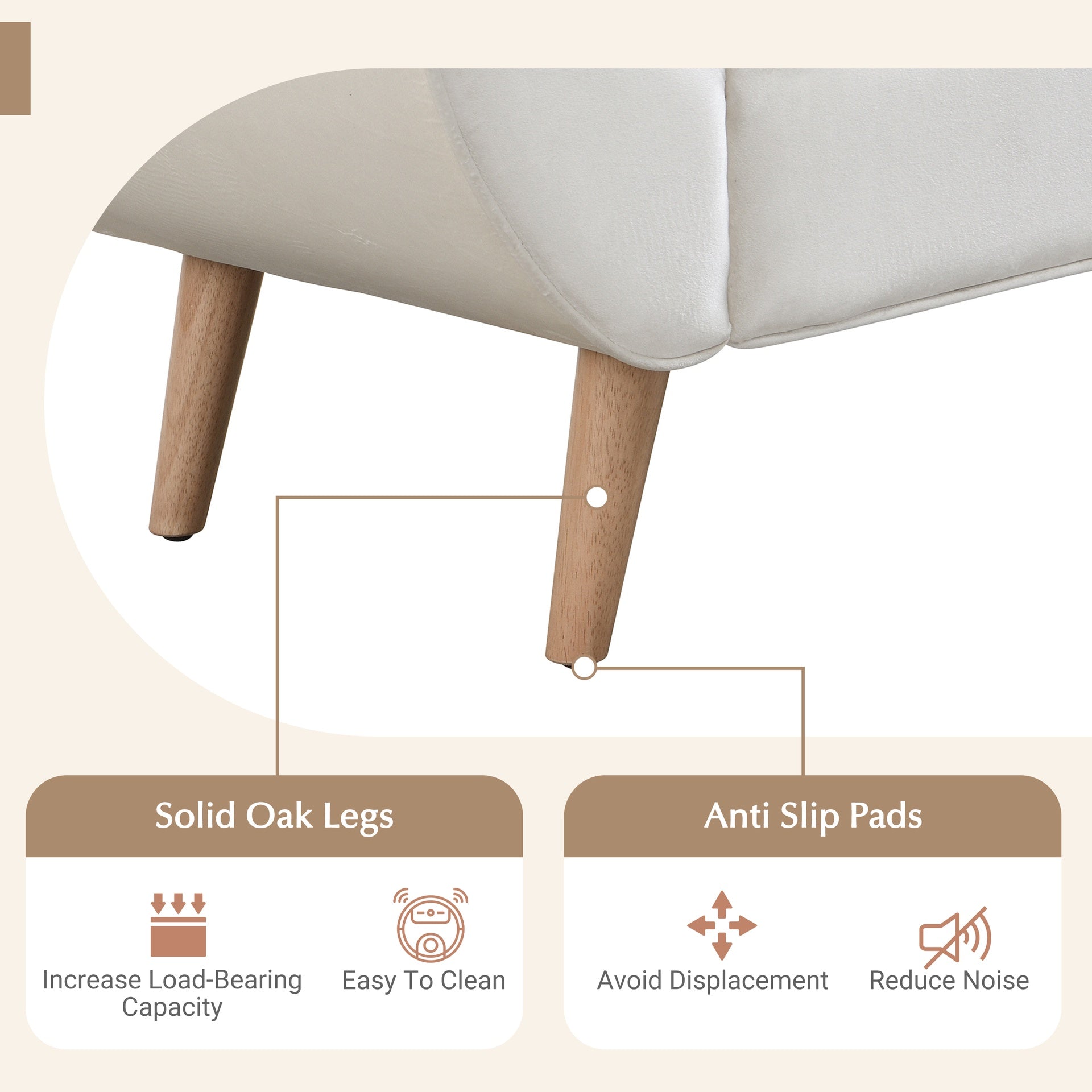 Upholstered Velvet Bench, End of Bed Bench with 2 Pillows, Upholstered Button Tufted Ottoman,Footstool with Rolled Arms, Foot Rest with Solid Wood Legs, for Entryway, Living Room ,Dining Room,Beige