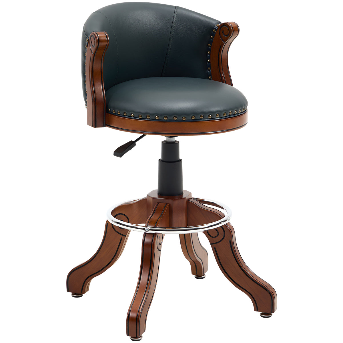 Cow top Leather Wooden Bar Stools, 360 Degree Swivel Bar Chair with Backs,Bar height Couner Height Barstools  for Home Kitchen Dining Room and Bar Room(blue 1pc)
