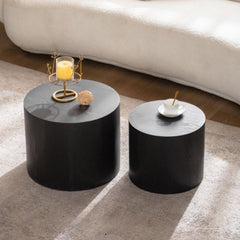 Nesting Coffee Table Set of 2 Round Wooden Coffee Tables Circle Modern Table for Small Space Living Room Bedroom Accent End Side Table