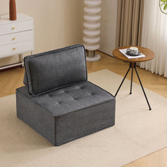 The dark gray linen wooden frame sofa can be freely spliced, meeting various needs such as in small apartment living rooms and adapting to various decoration styles."