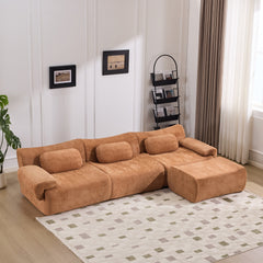 Modular Combination, Bamboo Joint Shape, Armchair, Extra-Large Compression & 3+1 Seater Chenille Deep-Seat (with 3 Pillows) All Fit Living Room/Bedroom