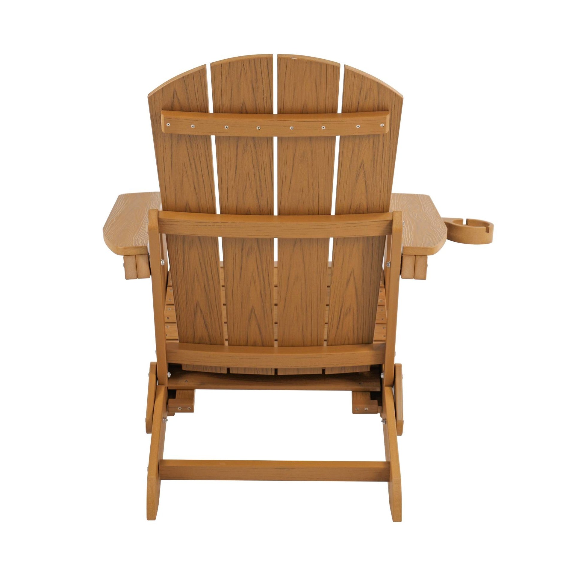 Lounge chair teak wood color, suitable for all seasons: Outdoor lounge chair, made of sturdy HIPS material, equipped with 304 stainless steel accessories.