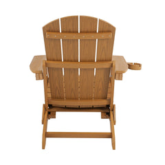 Lounge chair teak wood color, suitable for all seasons: Outdoor lounge chair, made of sturdy HIPS material, equipped with 304 stainless steel accessories.
