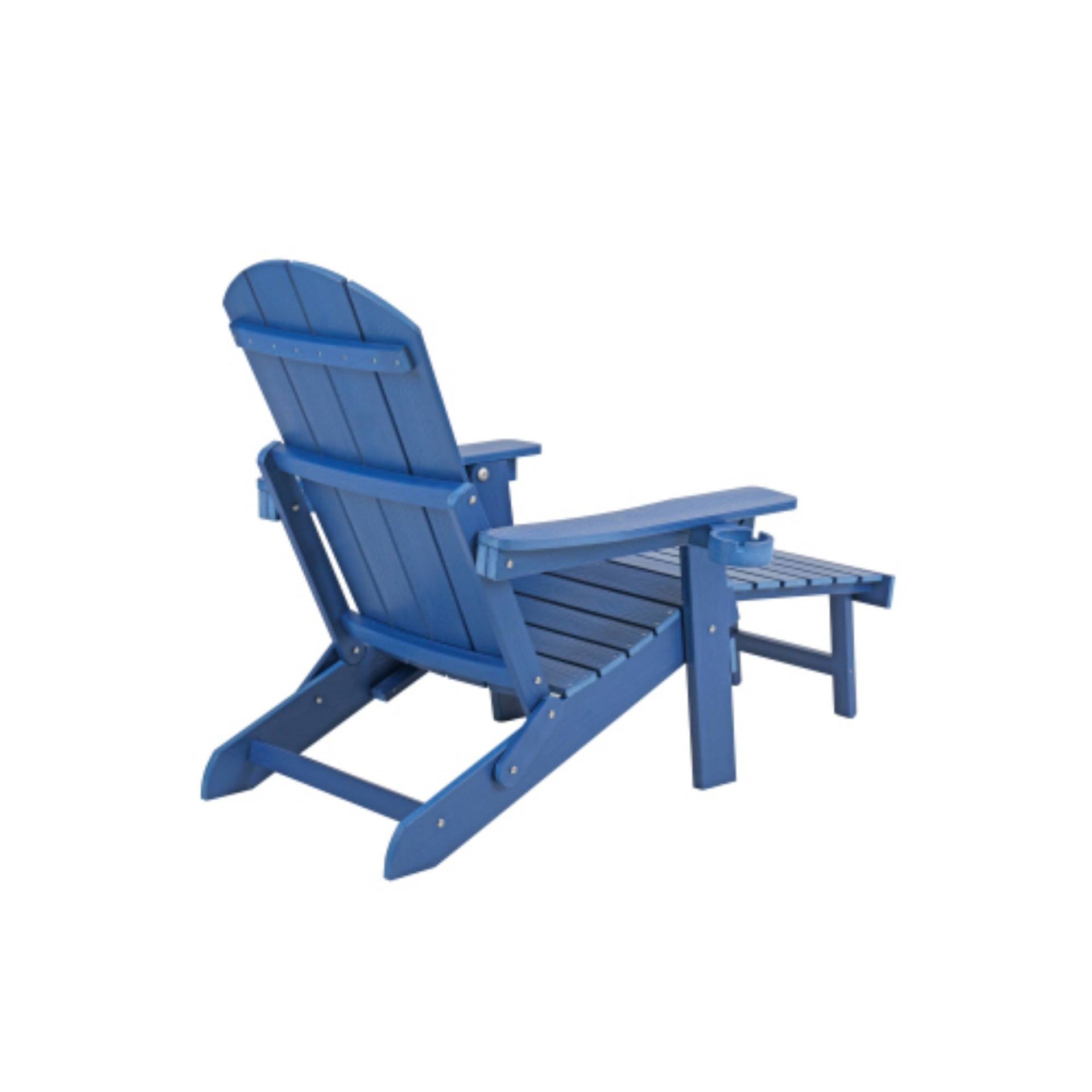Lounge chair dark blue color, suitable for all seasons: Outdoor lounge chair, made of sturdy HIPS material, equipped with 304 stainless steel accessories.