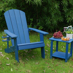 Lounge chair dark blue color, suitable for all seasons: Outdoor lounge chair, made of sturdy HIPS material, equipped with 304 stainless steel accessories.