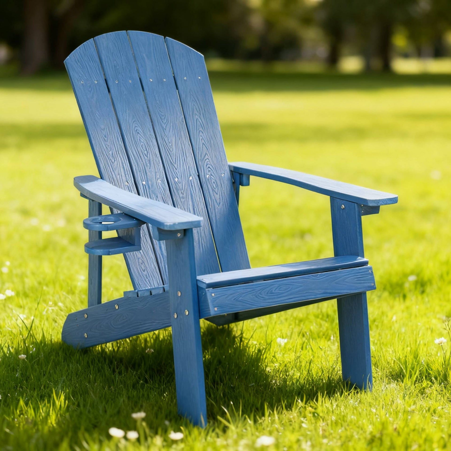 Lounge chair dark blue color, suitable for all seasons: Outdoor lounge chair, made of sturdy HIPS material, equipped with 304 stainless steel accessories.