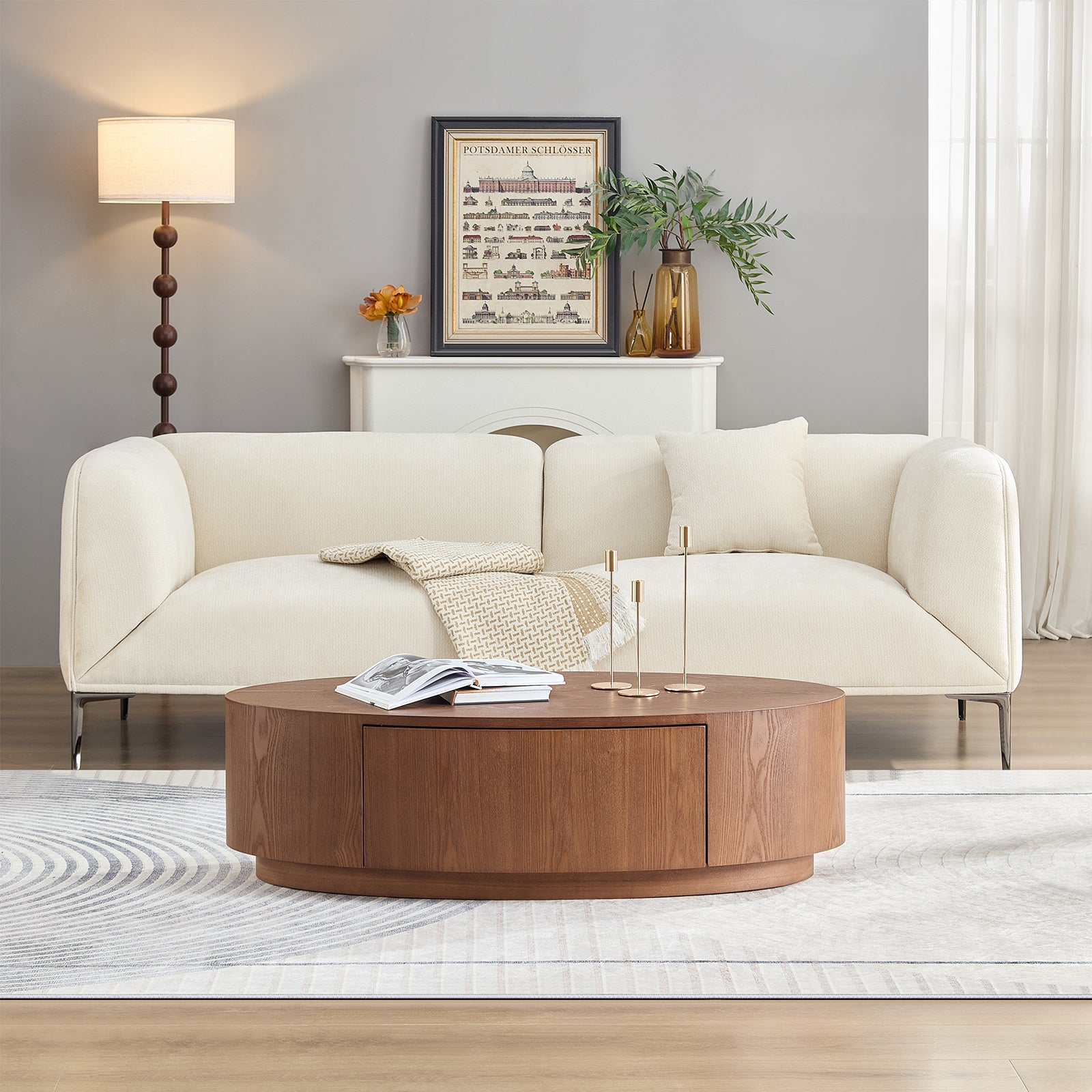 Modern Luxury Oval Coffee Table, Elegant Living Room Accent Piece