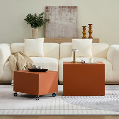 Modern Orange MDF Saddle Leather Table – Two Compact Sizes, Perfect for Living Room Decor & Daily Use
