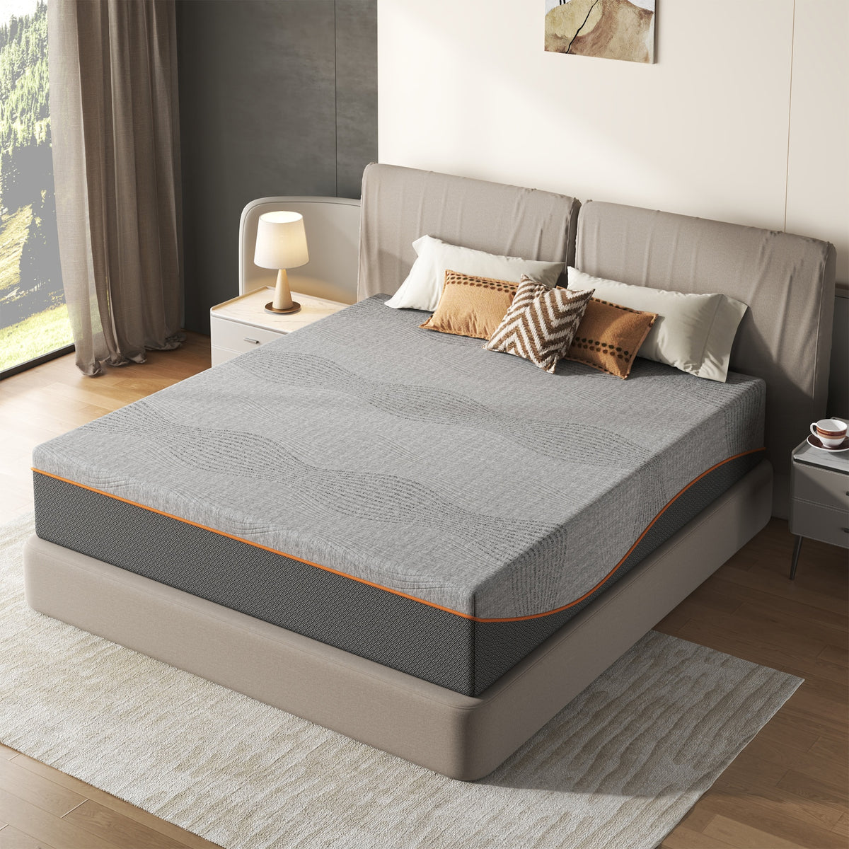King Size Mattress,12 Inch Memory Foam Mattress, Fiberglass Free, Medium Feel, Breathable Cooling Layers, Certified Safe Materials