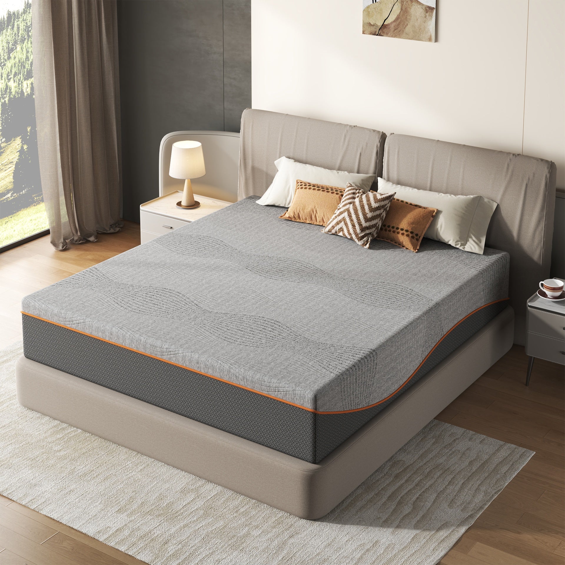 King Size Mattress,14 Inch Memory Foam Mattress, Fiberglass Free, Medium Feel, Breathable Cooling Layers, Certified Safe Materials