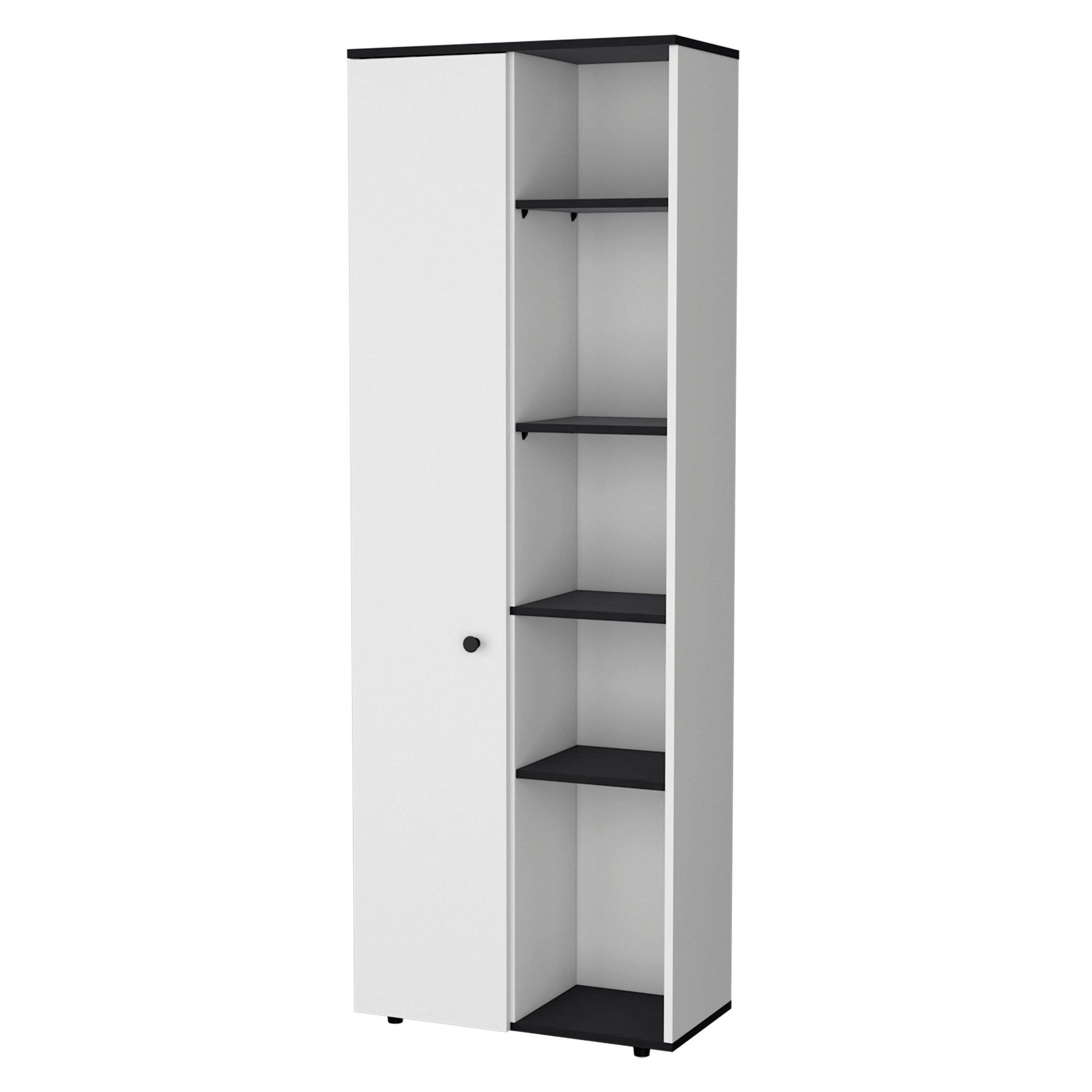 White and Wenge 1-Door Multistorage Kitchen Pantry