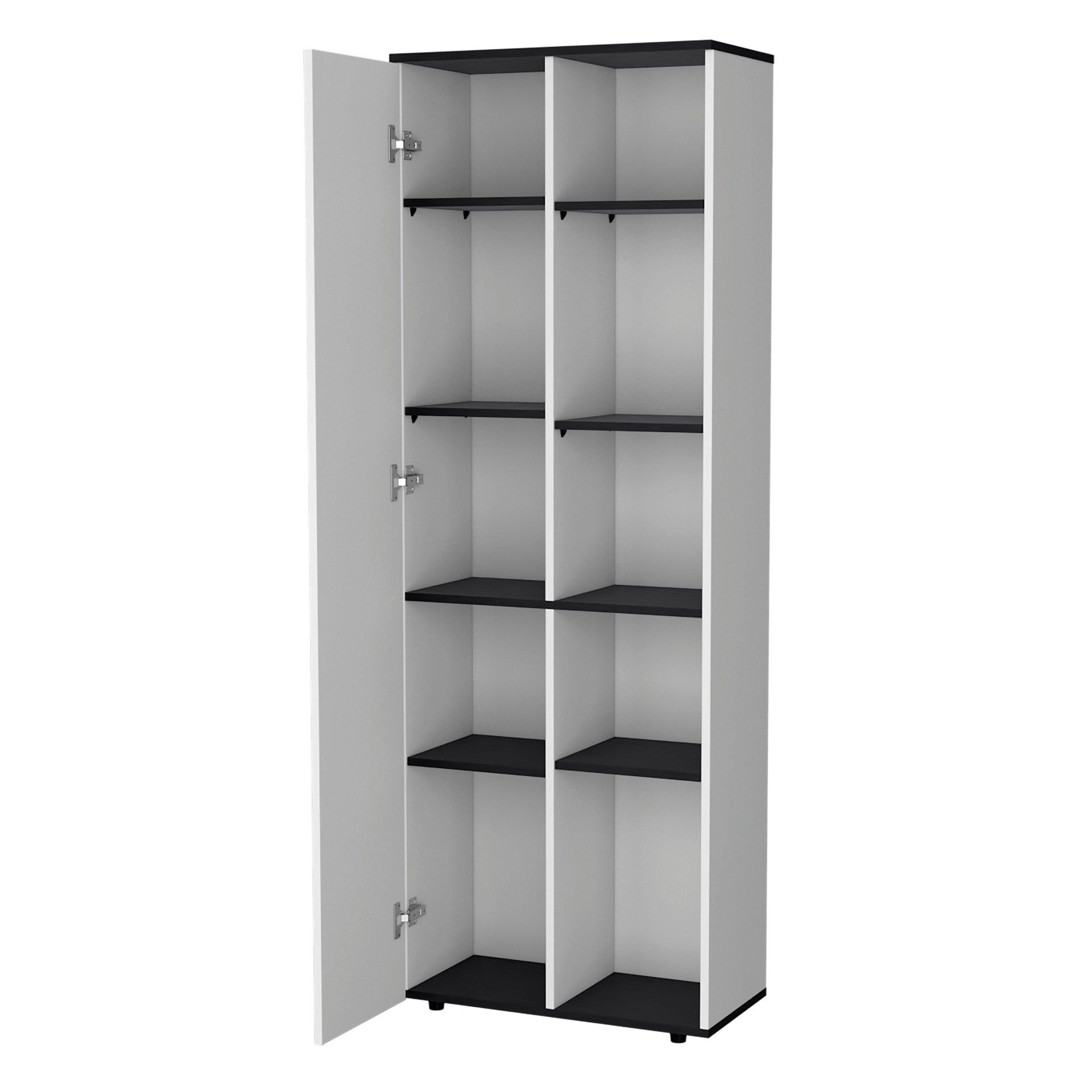 White and Wenge 1-Door Multistorage Kitchen Pantry