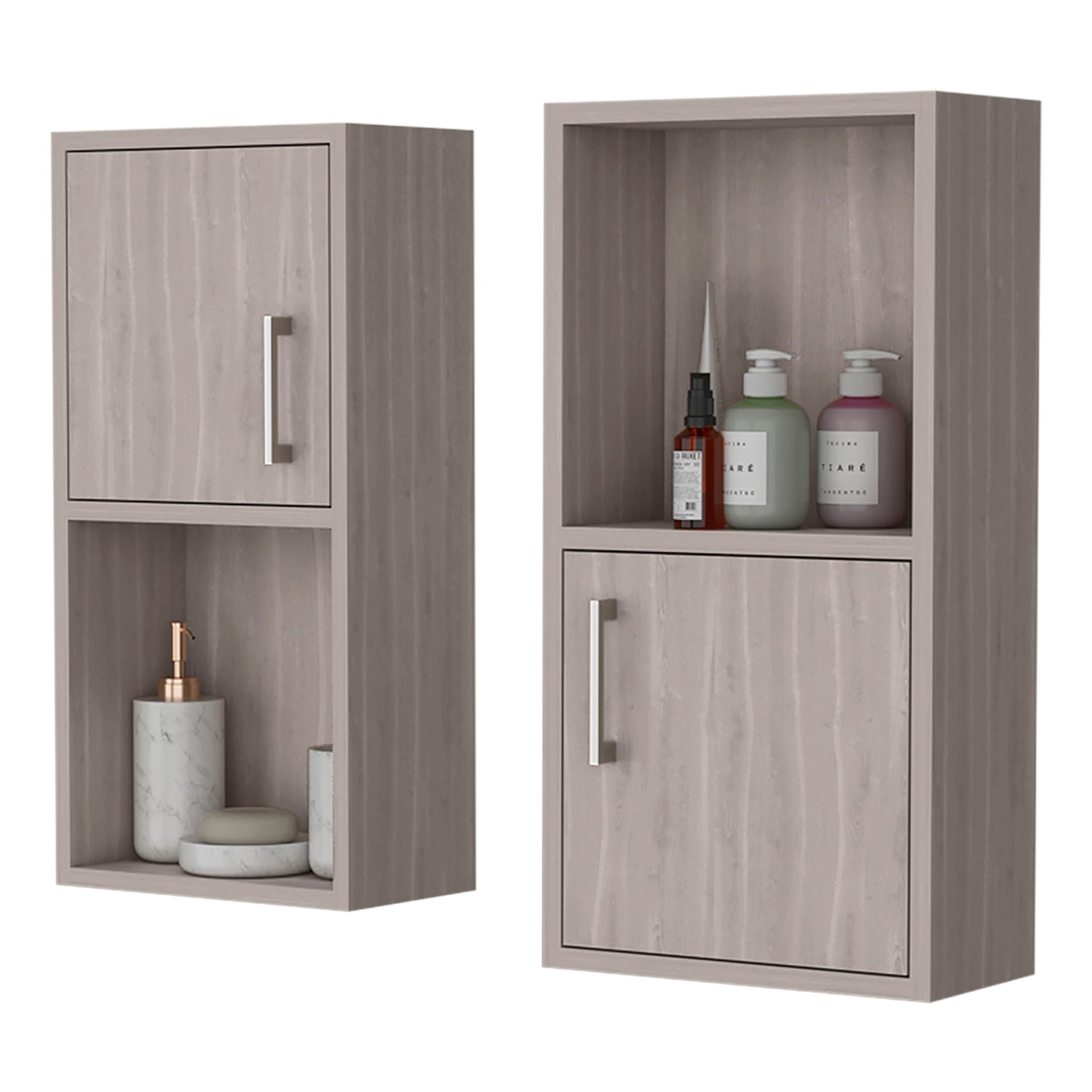 White Oak 2 Bathroom Medicine Cabinets with Open Shelf
