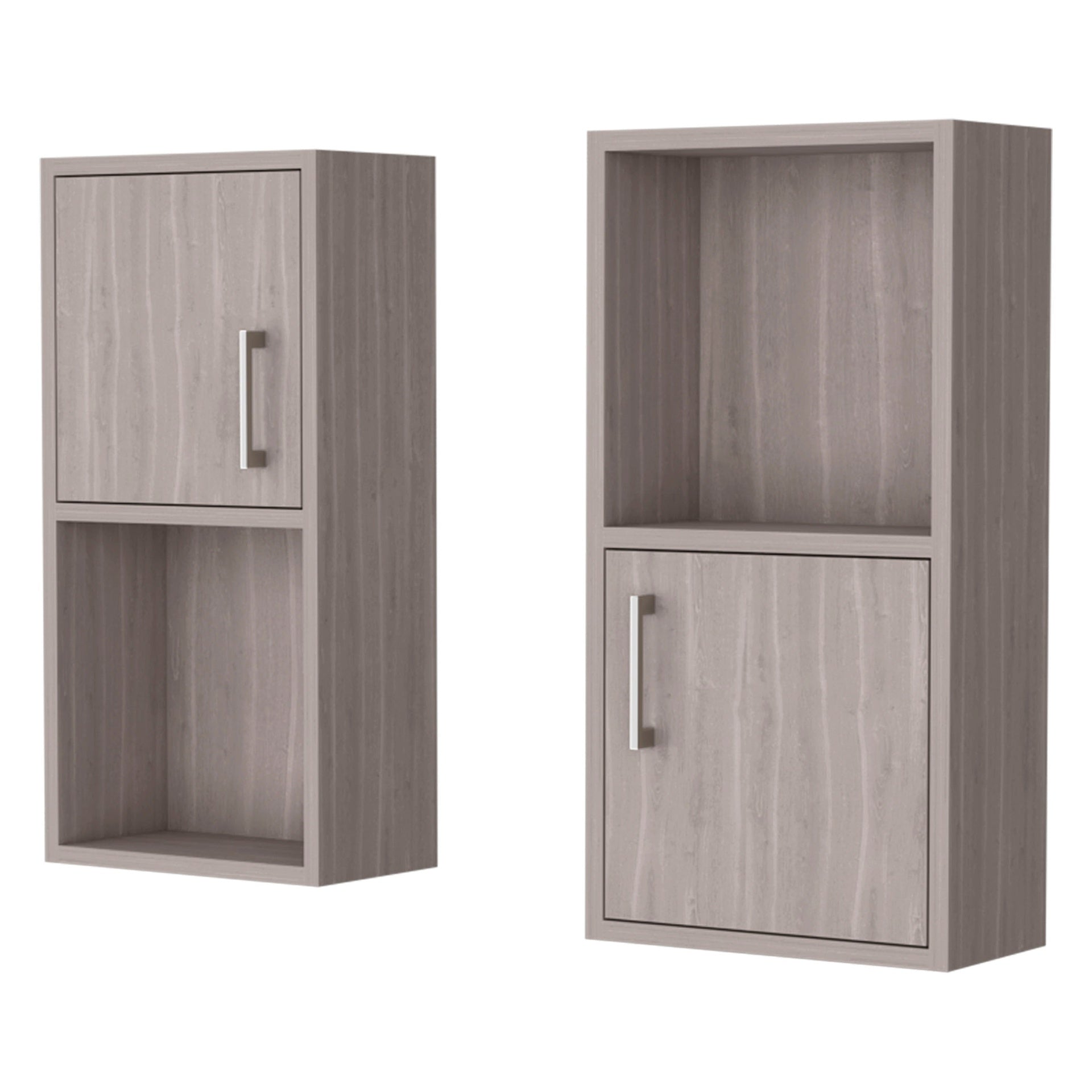 White Oak 2 Bathroom Medicine Cabinets with Open Shelf
