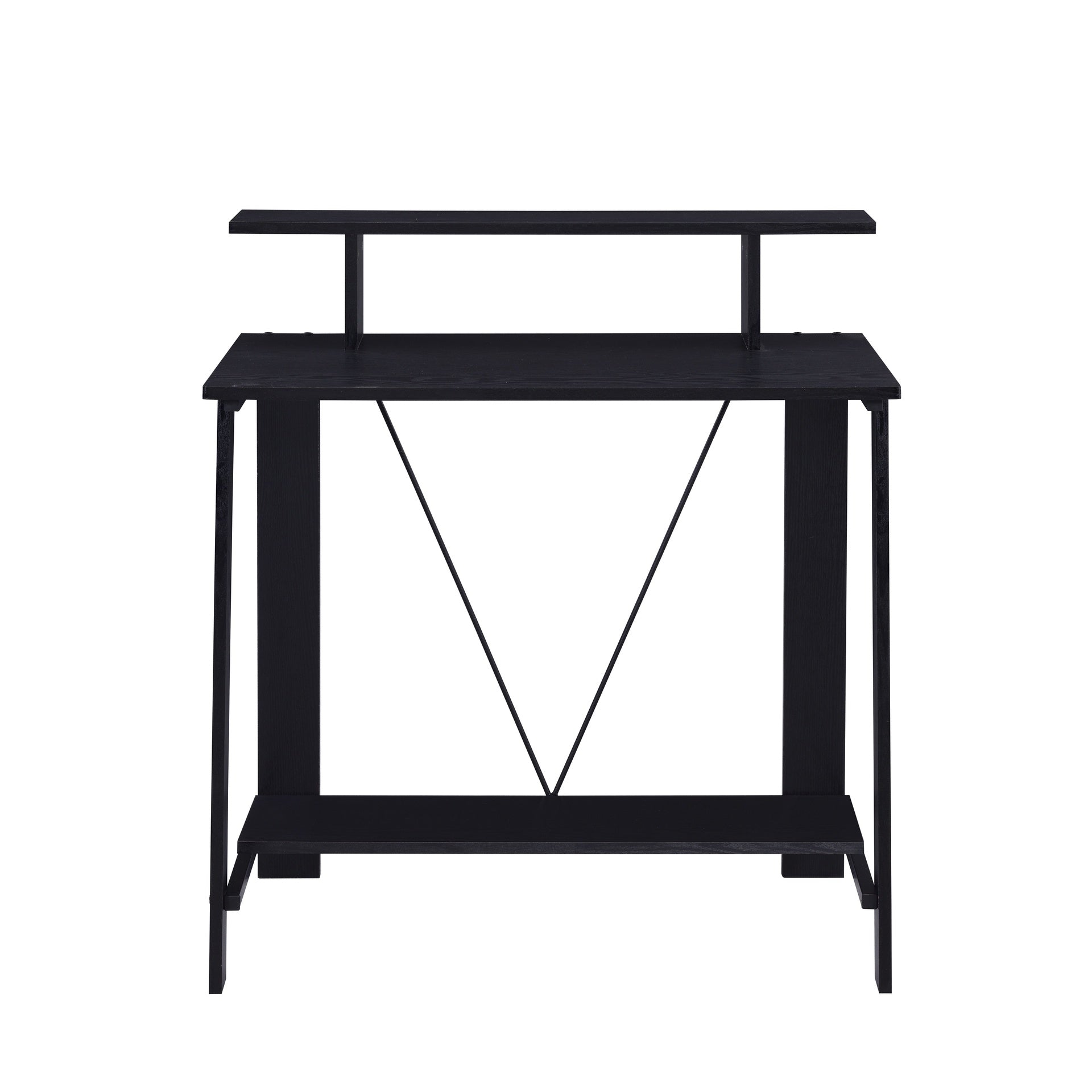 Black Writing Desk with Upper Shelf