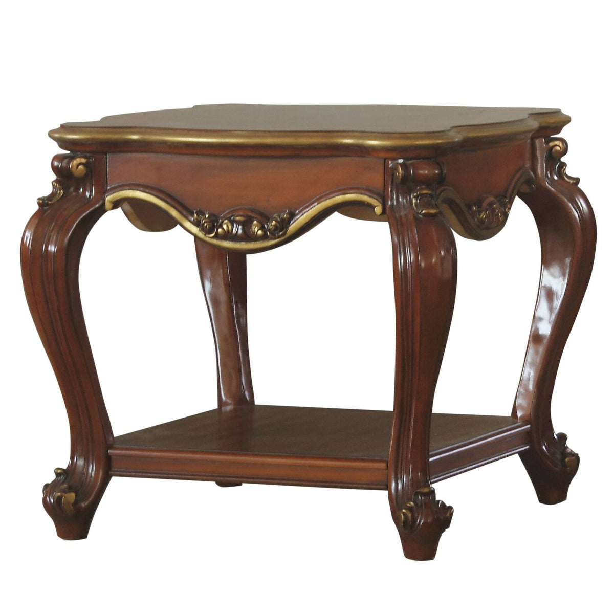 Honey Oak End Table with Bottom Shelf