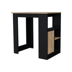Wenge and Natural Oak 1-Door Kitchen Island with Open Storage