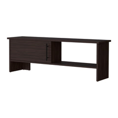 Stained Walnut Point Entertainment Center with a Door and Open Storage