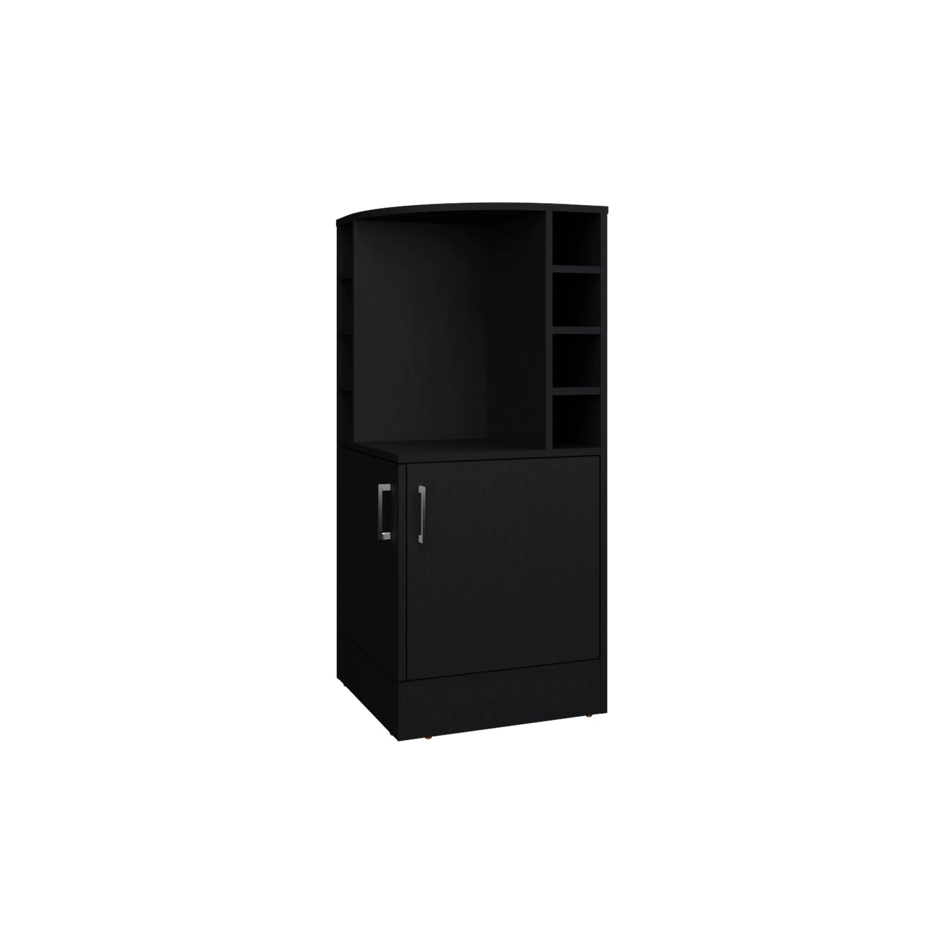 Wenge Corner Bar Cabinet with Bottle Rack and Open Shelf