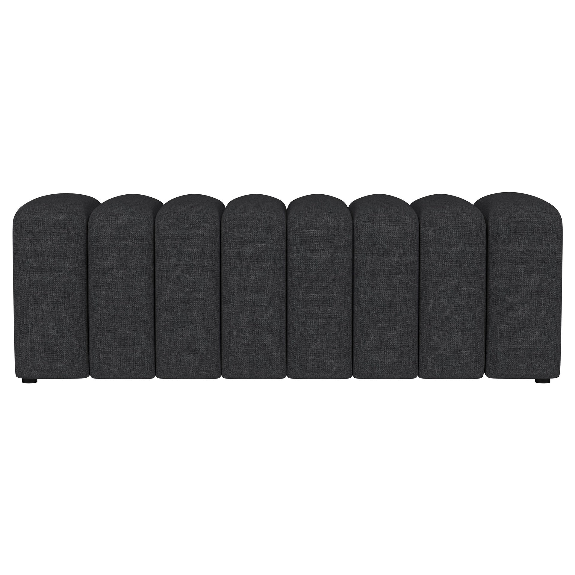 DelSur Charcoal Fabric Upholstered Tufted Accent Bench