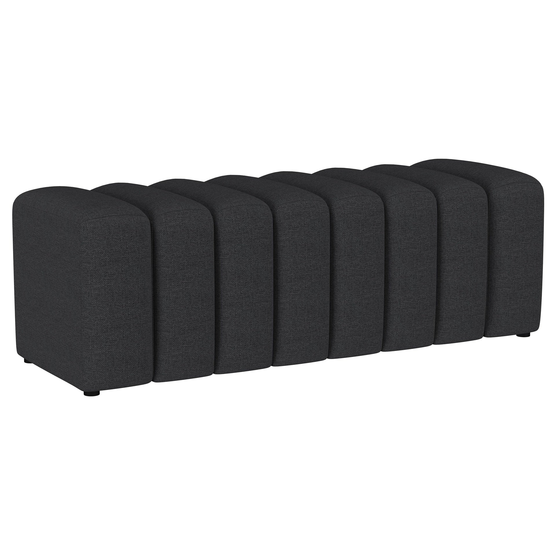 DelSur Charcoal Fabric Upholstered Tufted Accent Bench