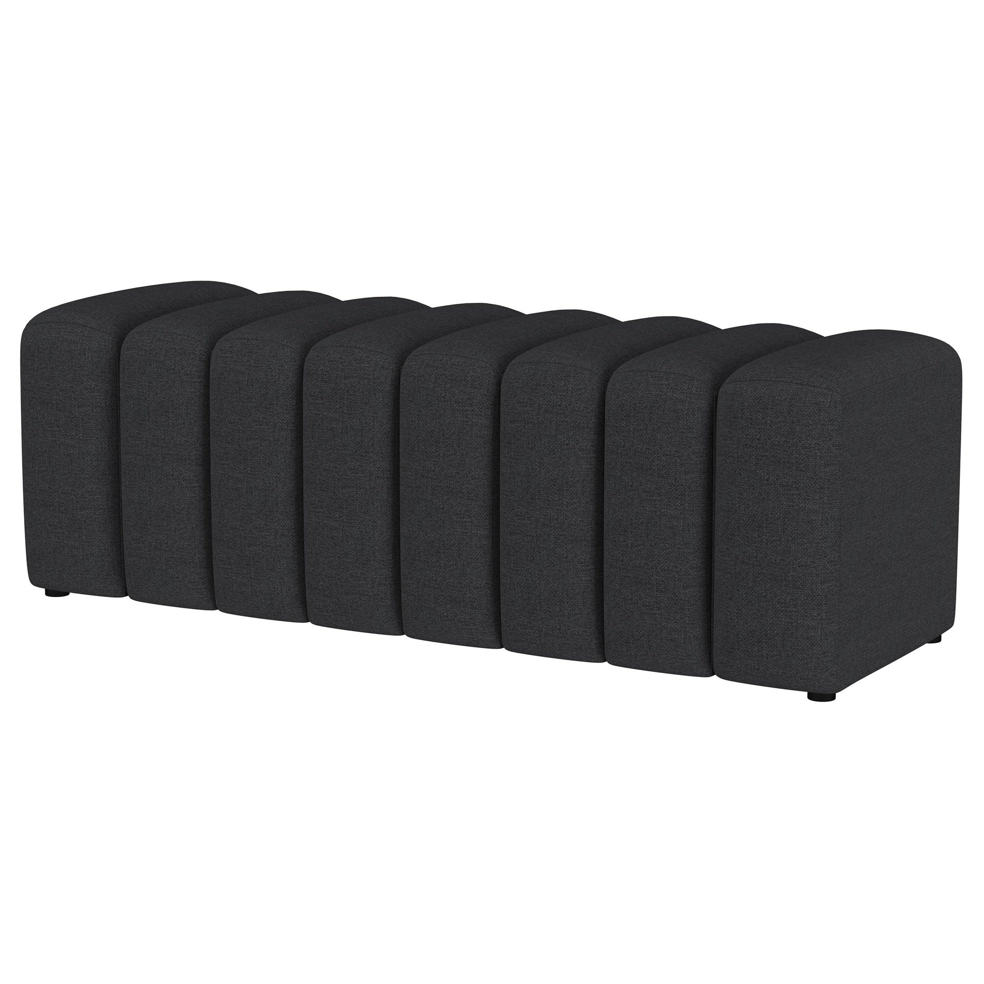 DelSur Charcoal Fabric Upholstered Tufted Accent Bench