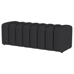 DelSur Charcoal Fabric Upholstered Tufted Accent Bench
