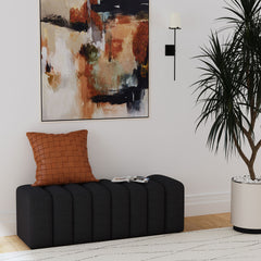 DelSur Charcoal Fabric Upholstered Tufted Accent Bench