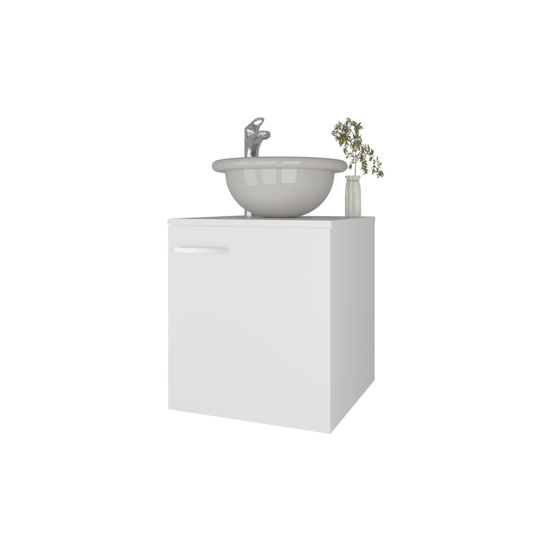 White Bathroom Vanity with Integrated Sink