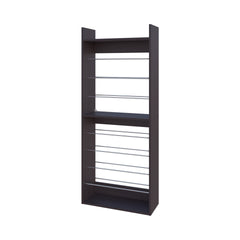Wengue Tall Open Shoe Rack with Metal Rails and Multi-Tier Shelves