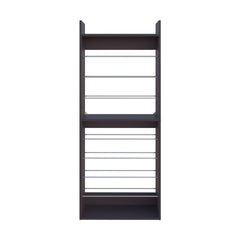 Wengue Tall Open Shoe Rack with Metal Rails and Multi-Tier Shelves